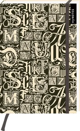 myNOTES Notizbuch A5: Dark Academia Library: Notebook medium, gepunktet, paginiert | Notizbuch im Typo-Design: Ideal als Journal, Planner oder Tagebuch