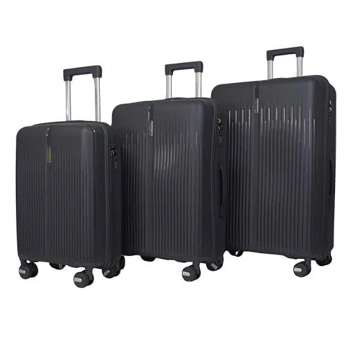 MY TRAVEL BAG Hartschalen-Koffer Trolley Reisekoffer (Handgepäck-Mittel-Groß-Set) 4 Doppel-Rollen (Anthrazit, 3er Set)