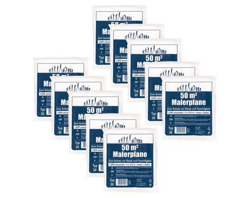 varivendo Abdeckfolie LDPE Bauplane transparent 500qm, 10 Stück - Vielseitige LDPE Bauplane für Abdeckung und Schutz. Ideal für Baustellen und Renovierungen, bietet sie eine Gesamtfläche von 500qm und schützt zuverlässig vor Staub und Schmutz.