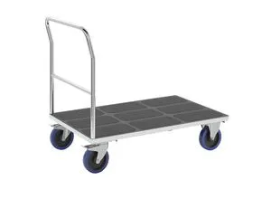 eurokraft pro Plattformwagen mit Rohrschiebebügel, Vollelastik-Rollen, verzinkt, Ladeflächen-LxB 1250 x 800 mm