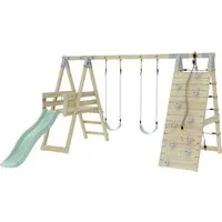 PolarPlay Klettergerüst Frosch Mintgrün für Kinder - Das PolarPlay Klettergerüst Frosch bietet ein spannendes Klettererlebnis für Geschwister im Garten. Mit großzügiger Kletterwand fördert es die Abenteuerlust und Spielfreude. Ideal für den privaten Gebrauch!