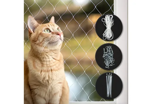 lionto Katzenschutznetz für Balkon & Fenster, 3x4 m, reiß- und bissfest - Das lionto Katzenschutznetz schützt deine Katze vor Stürzen. Mit wetterbeständigem Material und individueller Anpassung ist es ideal für den sicheren Einsatz auf Balkon und Fenster. Montageset für einfache Installation inklusive.