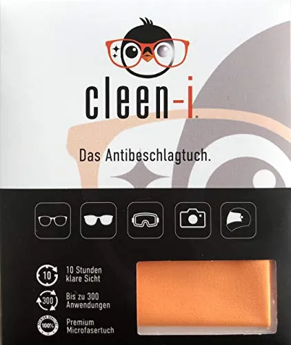 cleen-i Antibeschlagtuch, trockenes Mikrofasertuch, Reinigungstuch für Brillen, Brillenputztuch Antibeschlag, REACH u. OEKO-TEX 100 zertifiziert.