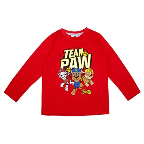 PAW PATROL Jungen Langarmshirt in verschiedenen Designs (Rot,128)