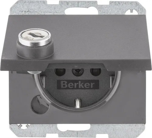 Berker 47637006 Schutzkontakt-Steckdose mit Klappdeckel