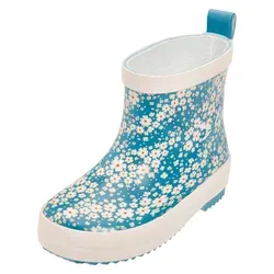 Playshoes Gummistiefel Halbschaft Blumen in Petrol, Größe 22 - Gummistiefel mit Einstiegshilfe für leichtes An- und Ausziehen, ideal für nasse Tage und kleine Abenteurer.