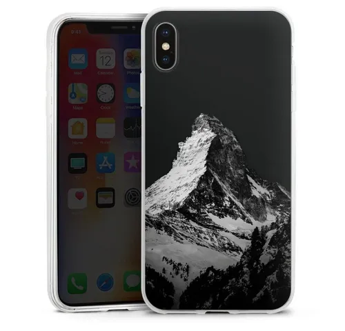 DeinDesign Handyhülle Berg Schnee Alpspitze Snow Capped Mountains Grayscale, Apple iPhone Xs Max Silikon Hülle Bumper Case Handy Schutzhülle