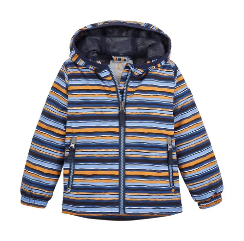 First Instinct Funktionsjacke für Kinder - Wasserdichte und atmungsaktive Funktionsjacke in Dunkelblau/Blau/Gelb, ideal für aktive Kinder. Perfekt für Outdoor-Abenteuer mit elastischen Ärmelabschlüssen und zwei Reißverschlusstaschen.