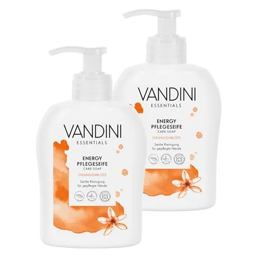VANDINI 2x Energy Flüssigseife Spender mit Orangenblüte Duft 300ml