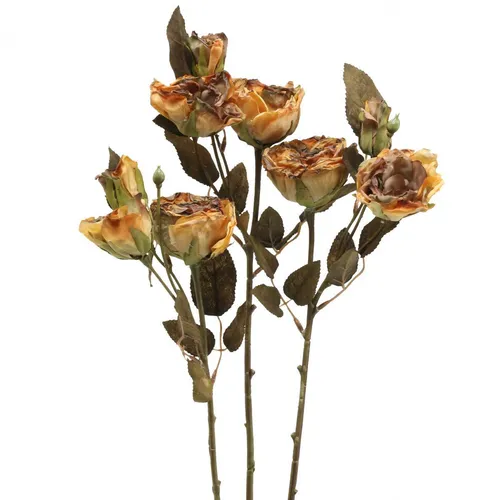 Deko Rosen Blumenstrauß Kunstblumen Gelb 45cm 3St - Hochzeit Tischdeko &