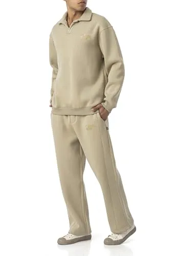 Redbridge Lässiges Sweat-Set mit Polokragen – Oversized Look in Khaki - Streetwear Trainingsanzüge für Herren, bequemer Zweiteiler mit edlem Polokragen und weichem Baumwollmix für höchsten Tragekomfort.