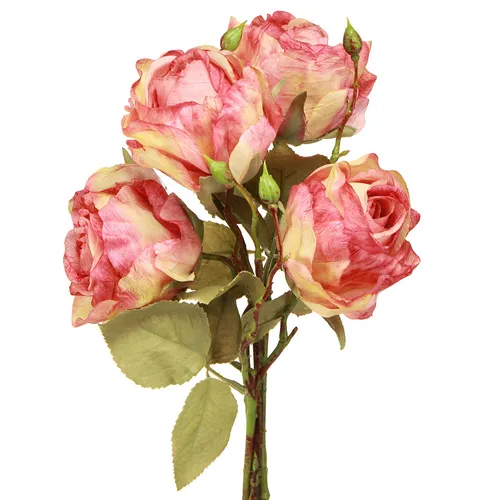 Künstliche Rosen rosa Deko Blumen Knospen 4er Set 44cm flexibel, 4 Stück