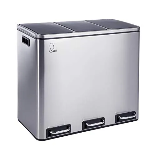 SVITA TM3X18 Edelstahl Treteimer 54 Liter von SVITA