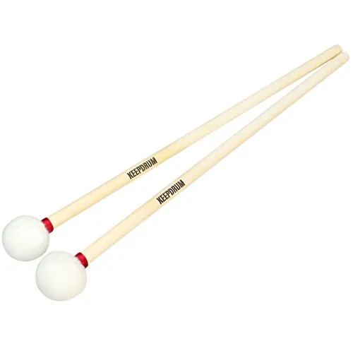 keepdrum FT7 Paukenschlägel weich - Schlägel für Pauken und Toms, mit 35mm weichem Kopf und 35cm Holzgriff für besten Grip und Spielgefühl. Ideal für Orchester und Drum-Sets. 1 Paar mit Keepdrum Logo.