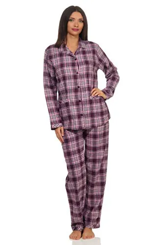 Damen Flanell Pyjama Schlafanzug - Beere, Größe: 36/38 - Schlafanzüge für Damen, kuschelig weicher Flanell für kalte Nächte, ideal als Homewear, 100% Baumwolle, schadstoffgeprüft nach ÖKOTEX STANDARD 100.
