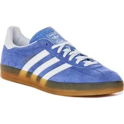 Adidas Gazelle Indoor Sneaker - Blau Weiß - 5.5 UK - Sneaker für Damen aus hochwertigem Wildleder, mit Gummisohle für optimalen Halt und dämpfendem Innenfutter für höchsten Komfort. Ideal für lässige Outfits und sportliche Aktivitäten.