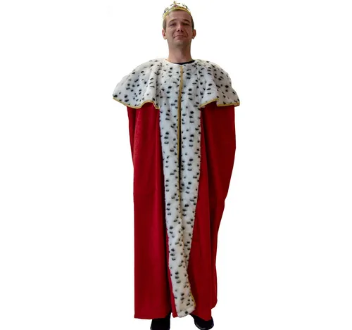Lipta TDP König-Kostüm Langer roter Umhang in Hermelinoptik für Erwachsene