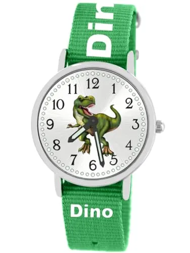 Brecjon Quarzuhr Kinder Armbanduhr Dino mit Wechselarmband 5ATM - Stylische Kinderuhr im Dino-Design mit 5 ATM Wasserdichtigkeit. Leuchtende Zeiger und schnelles Wechselarmband – perfekt für kleine Abenteurer!