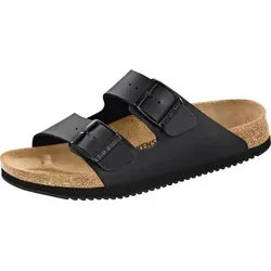 Birkenstock Arizona SL schwarz - Komfortable Pantoletten in schmaler Weite - Pantoletten mit anatomisch geformtem Kork-Latex-Fußbett, rutschhemmender Gummisohle und individuell verstellbaren Riemen für optimalen Halt und Tragekomfort. Ideal für Beruf und Freizeit.