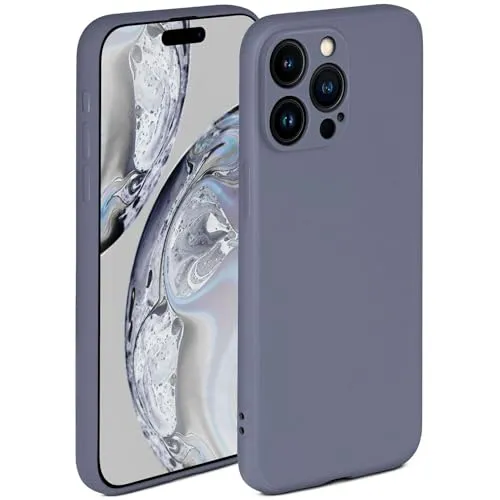 ONEFLOW Soft Case für iPhone 15 Pro Max Hülle aus Silikon mit Kameraschutz, Silikonhülle mit erhöhtem Schutz fürs Display, Backcover Schutzhülle, weiche Handyhülle, Blau Grau