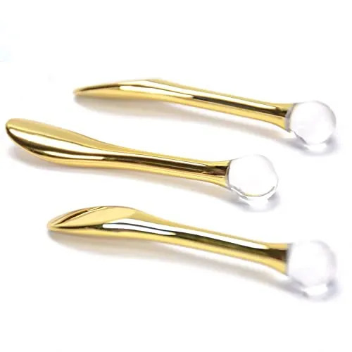 Gold Crystal Gesichtsmassagekugel - 3er Set aus Harz - Augen & Gesicht Spatel gegen Falten und Augenringe, Facial Eye Massage, Anti-ging Spatula,
