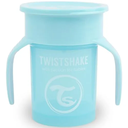 Twistshake 360 ​​Tasse | Baby-Schnabeltasse mit 360°-Trinkrand - 230 ml | Lernbecher für Kinder mit Henkeln | Auslaufsicherer Trinkbecher für Kleinkinder | BPA-frei | 6+ Monate | Blau