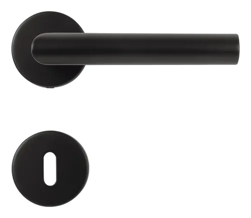 Stroxx Drückergarnitur Gehrungsform, Buntbart, Edelstahl schwarz matt - 700-174