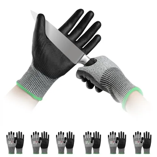 Mustbau Schnittschutz Handschuhe Level 3 für Küche, Garten & Baustelle (6, M) - Schnittfeste Handschuhe mit EN 388 Schutzstandard, rutschfestem Design und verstärktem Daumenbereich für maximale Sicherheit und Komfort im Einsatz.