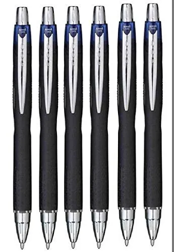 Uni Ball Blue Jetstream, einziehbarer breiter Tintenroller, 1 mm Spitze und 0,45 mm Strichbreite, wasserfest, lichtbeständig, schnell trocknende Pigmenttinte für schnelles Schreiben, SXN-210, 6er-Pac