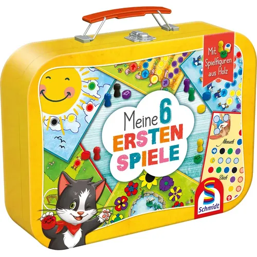 Schmidt Spiele 40591 - Meine 6 ersten Spiele im bunten Metallkoffer, ideal für Kinder ab 3 Jahren, fördert soziale Fähigkeiten und garantiert Spielspaß für die ganze Familie