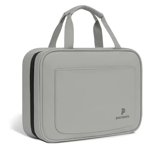 Pactastic aufhängbare Kosmetiktasche mit Tragehenkel | 640 gramm leichter Reise-Kulturbeutel für Pflegeprodukte mit 4 Reißverschlussfächern & wasserabweisendem Material | 33 x 10 x 24 cm