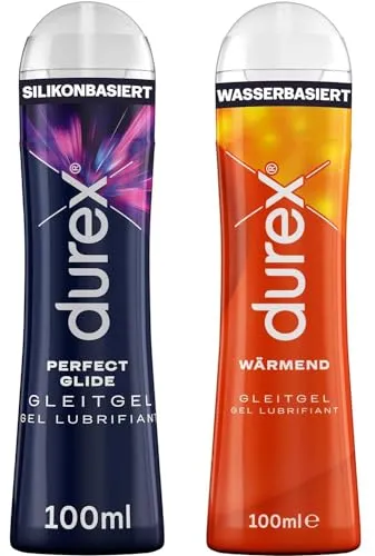 Durex Play Gleitgel Vielseitige Mixpackung für Frauen & Männer - (Wärmend & Perfect Glide) Set mit Gleitmittel auf Wasserbasis für Sex & kondomegeeignet (2 x 100 ml)