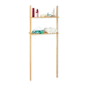 Bambusregal mit 2 Ablagen für Badezimmer und Toilette - Praktisches Badezimmerregal aus Bambus mit 2 Ablagen, ideal zur platzsparenden Aufbewahrung und für ein stilvolles Ambiente.