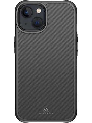 Black Rock Carbonhülle für iPhone 14 - Robust und Elegant - Standard Handyhüllen: Robuste Kohlenstofffaser-Hülle mit Active Air Technologie für optimalen Aufprallschutz und kabelloses Laden, perfekter Grip und Zugang zu allen Tasten.