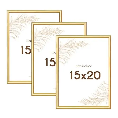 Wackadoo Bilderrahmen 15x20 Gold 3er Set Fotowand Fotorahmen aus leichtem Kunststoff mit Glas Picture frame Poster