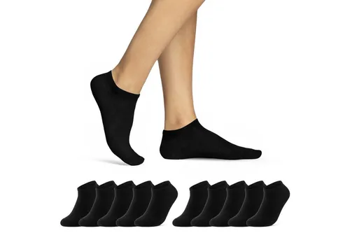 sockenkauf24 Sneakersocken 10, 20, 30 Paar Sneaker Socken Damen & Herren Schwarz Weiß Grau (Schwarz, 10-Paar, 35-38) Baumwolle - 16900 WP