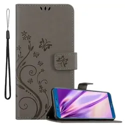 Cadorabo Hülle für Honor 9 LITE Schutz Hülle in Grau Schutzhülle Handy Hülle Etui Case Blumen Flower