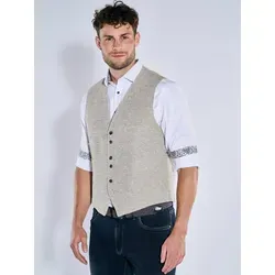 engbers Herren Sakko-Weste slim fit Beige gemustert - 58