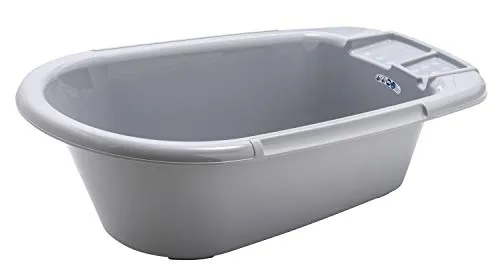 Rotho Babydesign Baby Badewanne, Mit Ablaufstöpsel, 0-12 Monate, Bella Bambina, Stone Grey (Grau)