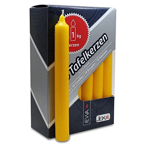 Tafelkerzen goldgelb, ca. 21 x 190 mm Haushaltskerzen Kerzen Gastrokerzen Gastronomiekerzen Stabkerzen Leuchterkerzen Spitzkerzen 18