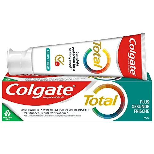 Colgate Total Zahnpasta Plus Gesunde Frische 75 ml - Zahnpasta mit einzigartiger Formel für langanhaltend frischen Atem und Rundumschutz gegen Bakterien, Plaque und Zahnfleischentzündungen.