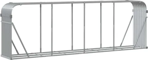 vidaXL Kaminholzunterstand Hellgrau 300x45x100 cm aus verzinktem Stahl - Aschesauger für Kaminholz, robust und wetterfest, ideal zur sicheren Aufbewahrung von Brennholz im Garten.