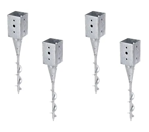 Alberts 208387 4er-Set Einschraub-Bodenhülse | für Vierkantholzpfosten | feuerverzinkt | 91 x 91 mm | Gesamtlänge 595 mm