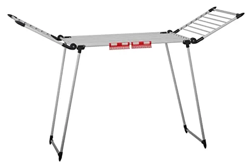 Massido Wäscheständer Ausziehbar Platzsparend Wäscheflügeltrockner Wäschetrockner Ständer Stabiler Standtrockner Mit Rutschfesten Füßen Trockenfläche 19 M Debora Weiß 174 x 61 x 108 cm