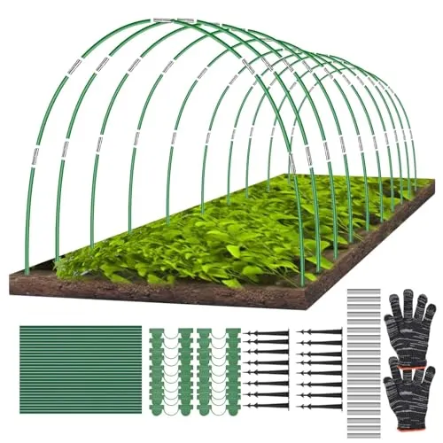 MEAOR Pflanztunnel Bögen,Tunnelbogen Für Hochbeet,Gewächshaus Reifen,Gewächshaus Bogen,Tunnel Gewächshaus,Folientunnel für Hochbeet, Gewächshaus Bogen 6mm mit Kunststoff umwickelt(30PCS)