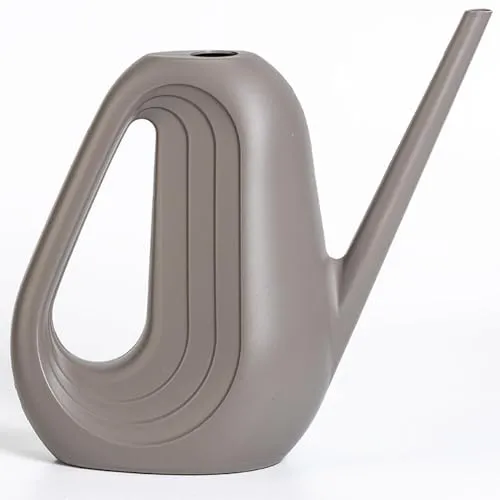 Plastia Gießkanne Klein für den Zimmerpflanzen 1,4 L - Blumengießkanne aus Hochwertigem Kunststoff - Giesskanne mit Langem Ausgießer für Einfache Bewässerung, Taupe
