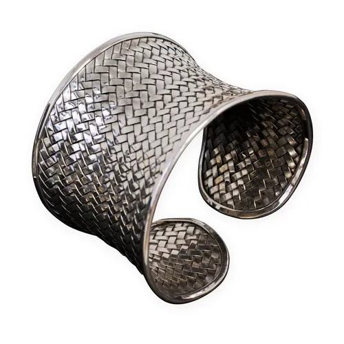 Silber Armreif mit Flechtmuster – Handgefertigter Schmuck aus 925er Sterlingsilber - Armbänder & Charm-Anhänger – Eleganter, offener Armreif aus handgefertigtem 925er Silber, ideal für stilbewusste Damen.