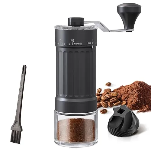 KharWette Tragbarer Kaffeemühle Konischer Mahlwerk für Espresso French Press Pour Over Doppellager Äußerer Einstellbereich Kapazität 25g (Keramik-Mahlwerk)