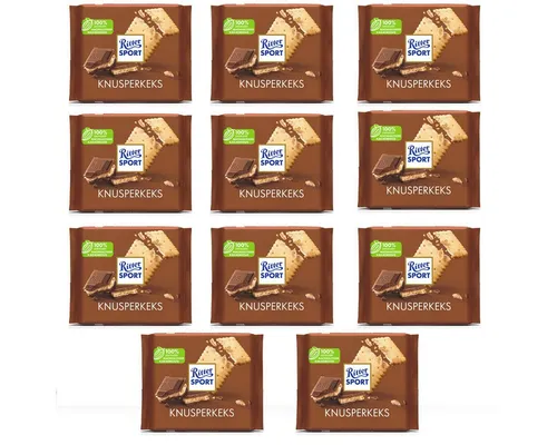 Ritter SPORT Schokolade, Ritter Sport Knusperkeks mit Milch Kakao Cremefüllung 100g 11er Pack
