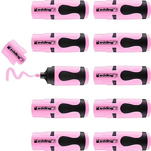 edding 7 Mini Textmarker - pastellrosa - 10 highlighter pens - Keilspitze 1-3 mm - Textmarker klein in trendigen Farben - für Bullet Journal, Schule, Uni oder Büro